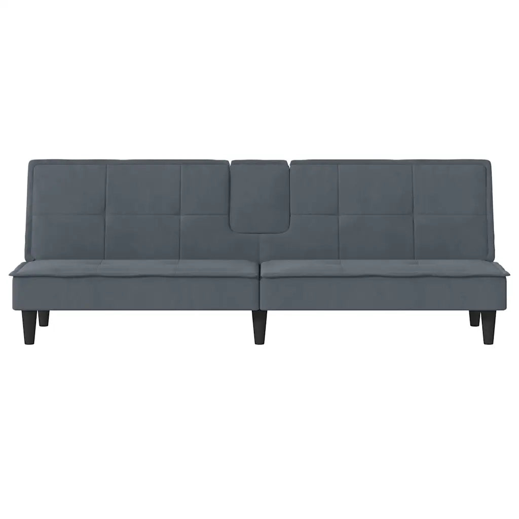 Divano Letto con Portabicchieri-Sofa Letto-Daybed in Velluto Grigio Scuro