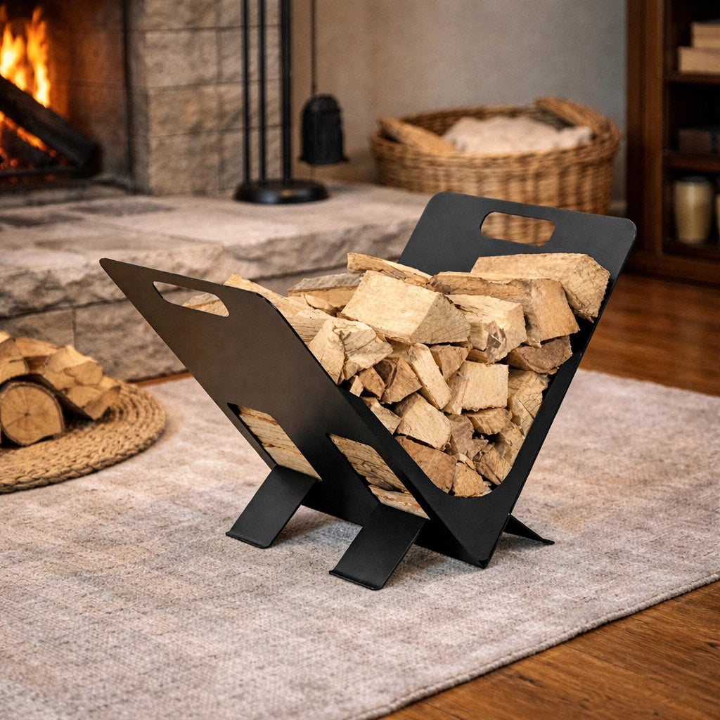 Portalegna Rivista 605 in acciaio verniciato con manici 38x20xH27 cm