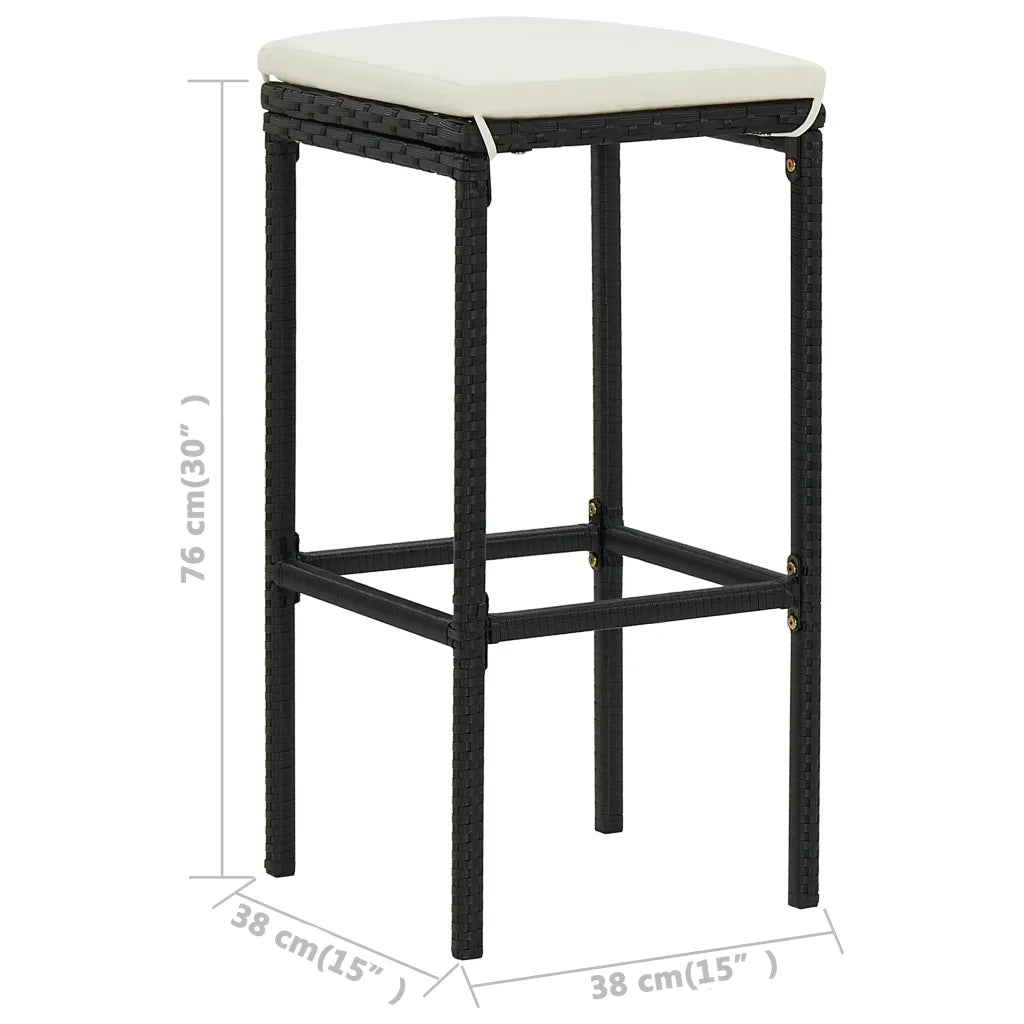 Set Bar da Giardino 4 pz con Cuscini Nero 3064876