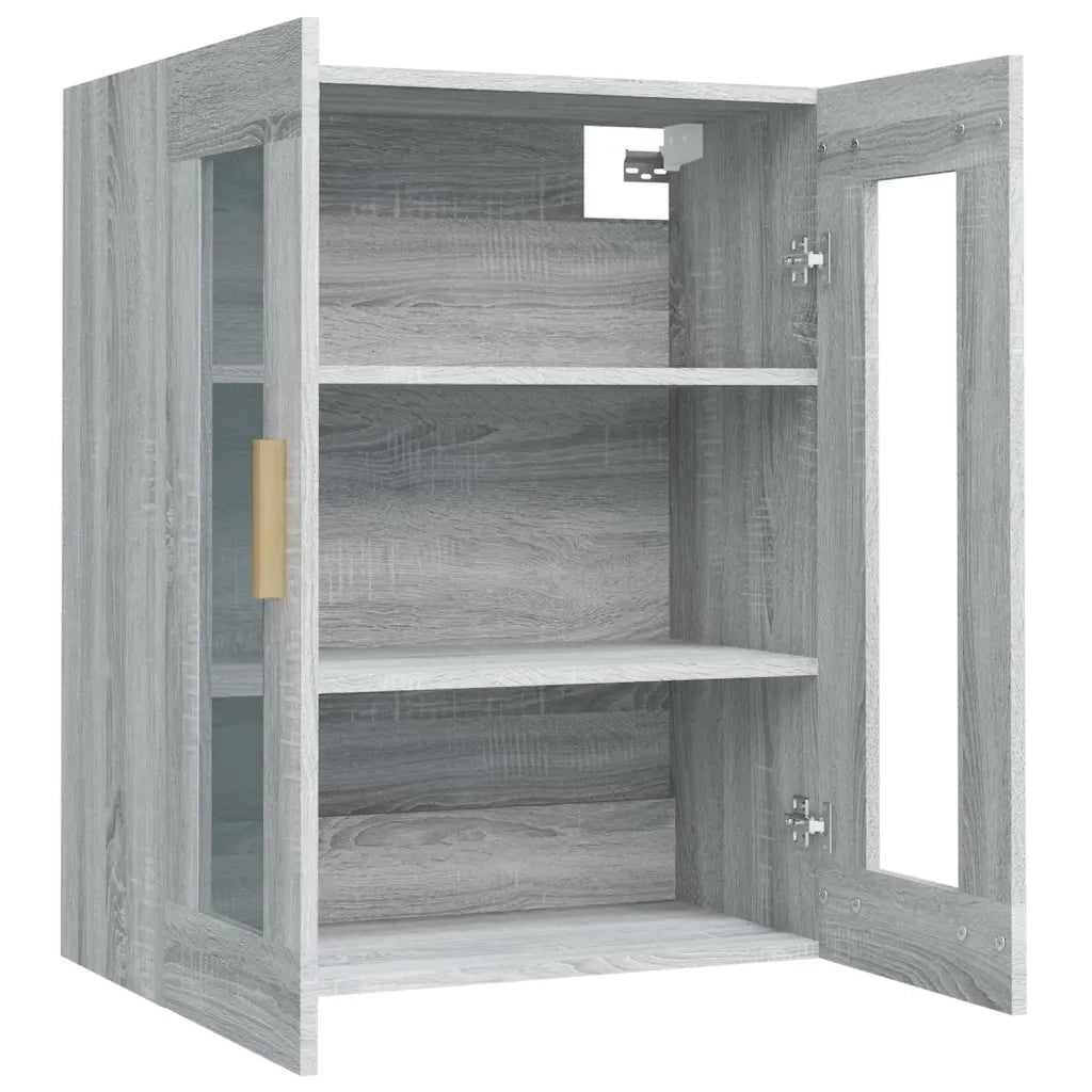 Pratico mobile contenitore a parete per soggiorno 69 x 34 x 90 cm legno composito grigio 02_0048317