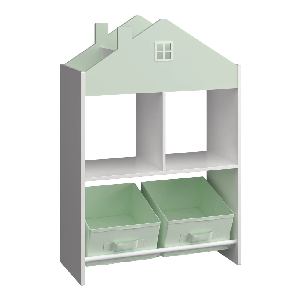 Scaffale per Cameretta Vipsali Design a Casetta 90x60x27 cm Menta Verde / Bianco [en.casa]