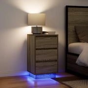 Comodino con Luci LED Rovere Sonoma 38x34x65 cm 861303