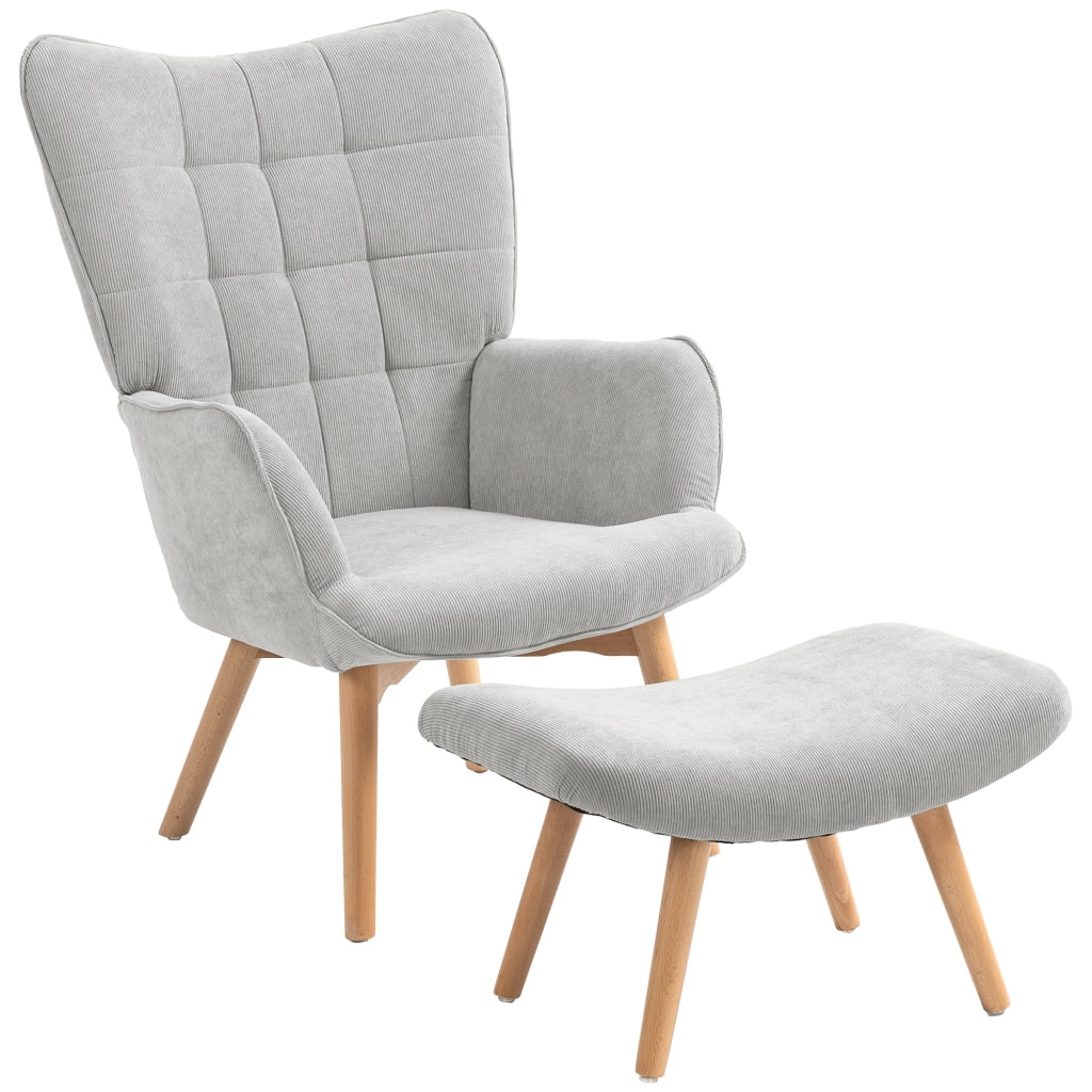 Poltrona reclinabile con poggiapiedi ¨C Minimal ¨C grigio tessuto velluto