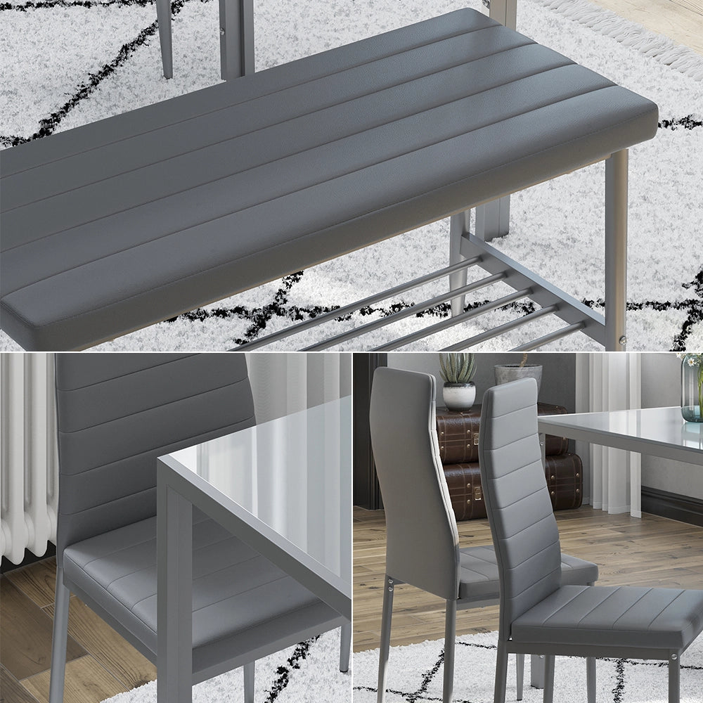 Vicco Panca e sedia Grigio 85 x 46.5 cm Set da 3 pezzi