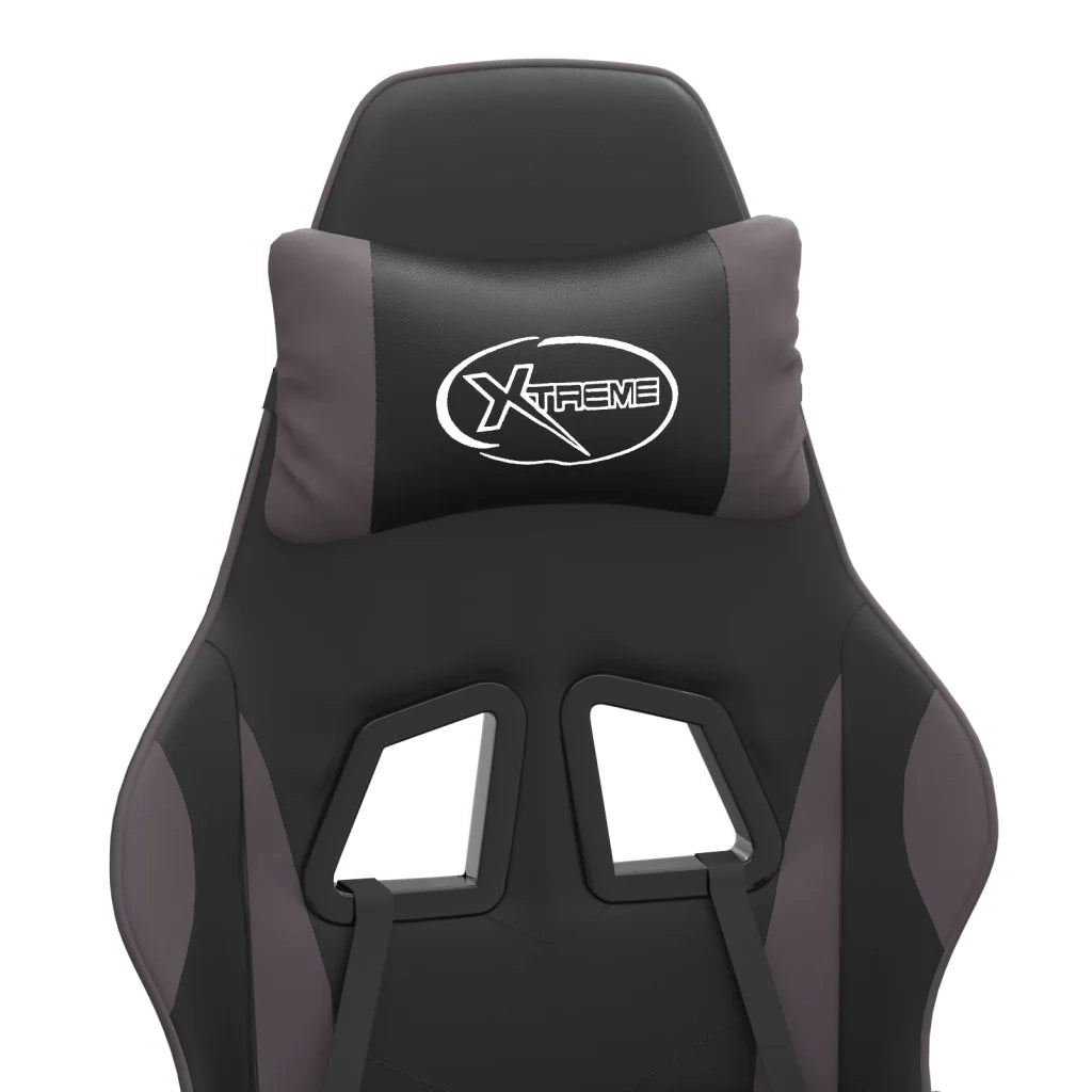 Sedia da Gaming Girevole Nera e Grigia in Similpelle 349571
