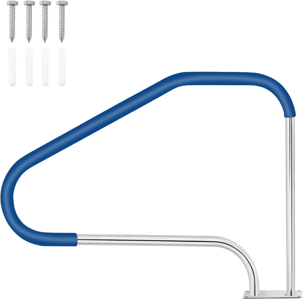 Corrimano per Piscina in Acciaio Inox, Ringhiera di Sicurezza con Impugnatura Protettiva, Portata 250 kg, Montaggio Facile, Ringhiera di Sicurezza per Piscina con Copertura Maniglia