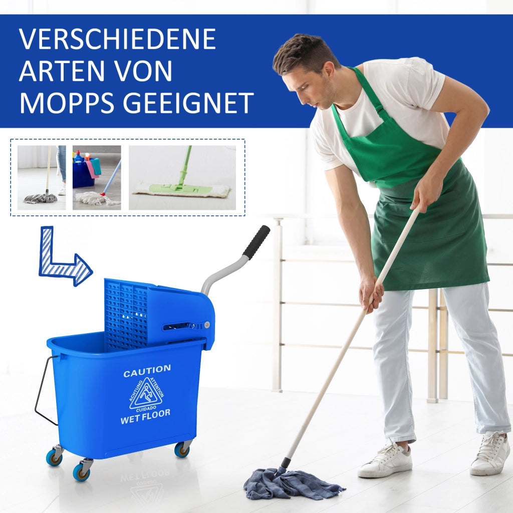 Secchio per lavapavimenti con strizzatore ¨C Minimal ¨C Blu, plastica, 20 L