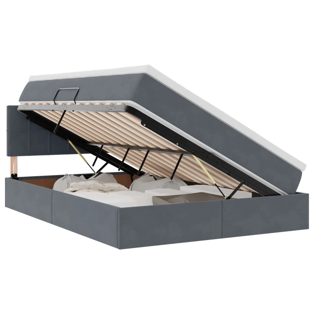 Letto con Contenitore Grigio scuro 140 x 200 cm Velluto