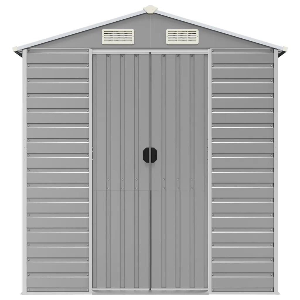 Capanno da Giardino Grigio Chiaro 191x640x198cm Acciaio Zincato