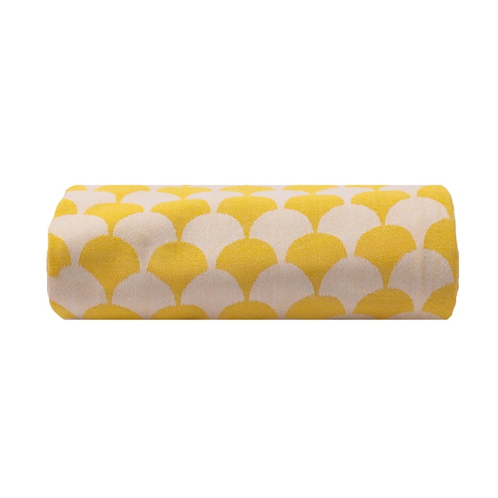 Coperta gialla e bianca con frange 130x170 cm DROP