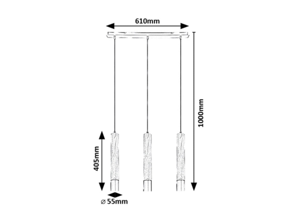 Lampada a sospensione legno/nero 3xGU10 Rabalux Braulia