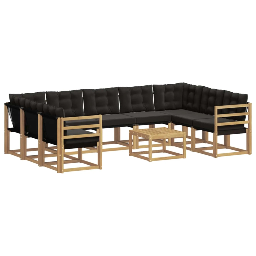 Set di divani da esterno con cuscino 10 pcs Bianco e Nero 3389874