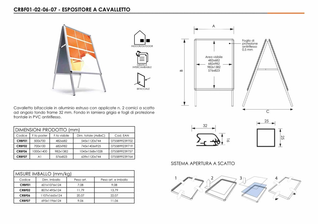 Cornice bifacciale da esterno a cavalletto - 50 x 70
