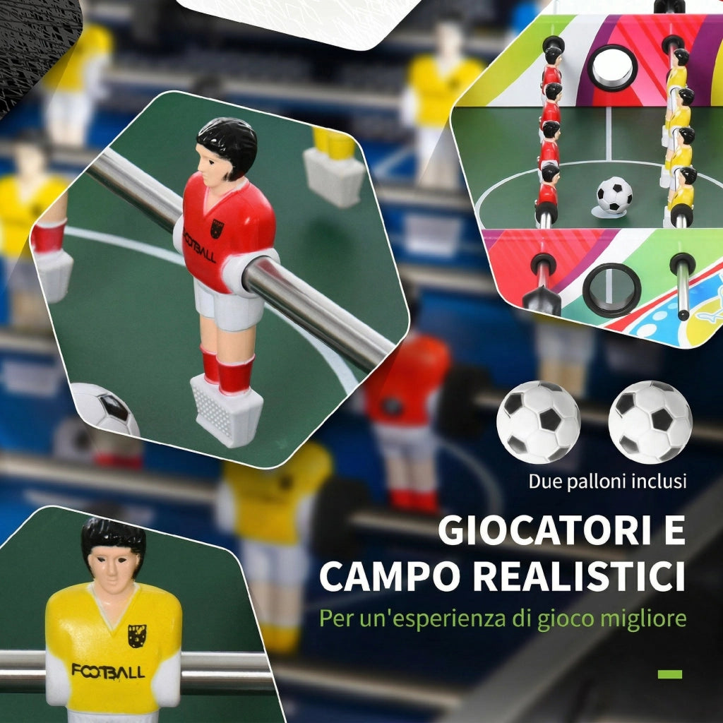 Calcio Balilla ¨C Minimal ¨C Legno, Acciaio Inox, Plastica, 86.5x43.5x63 cm, Multicolore