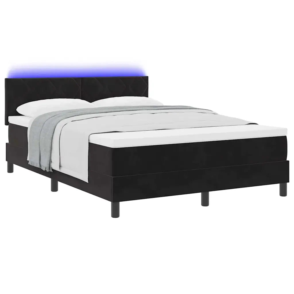 Letto a Sorgente LED con materasso Nero 140 x 200 cm Velluto 3342724