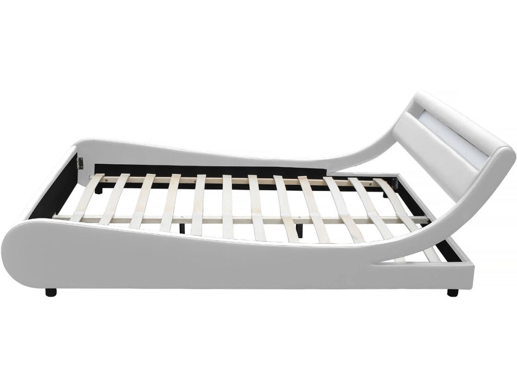 Letto con luce LED "Natacha" - 160 x 200 cm - Bianco