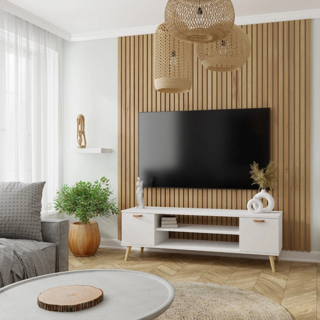 Mobile porta TV Focus in stile scandinavo bianco 155 cm