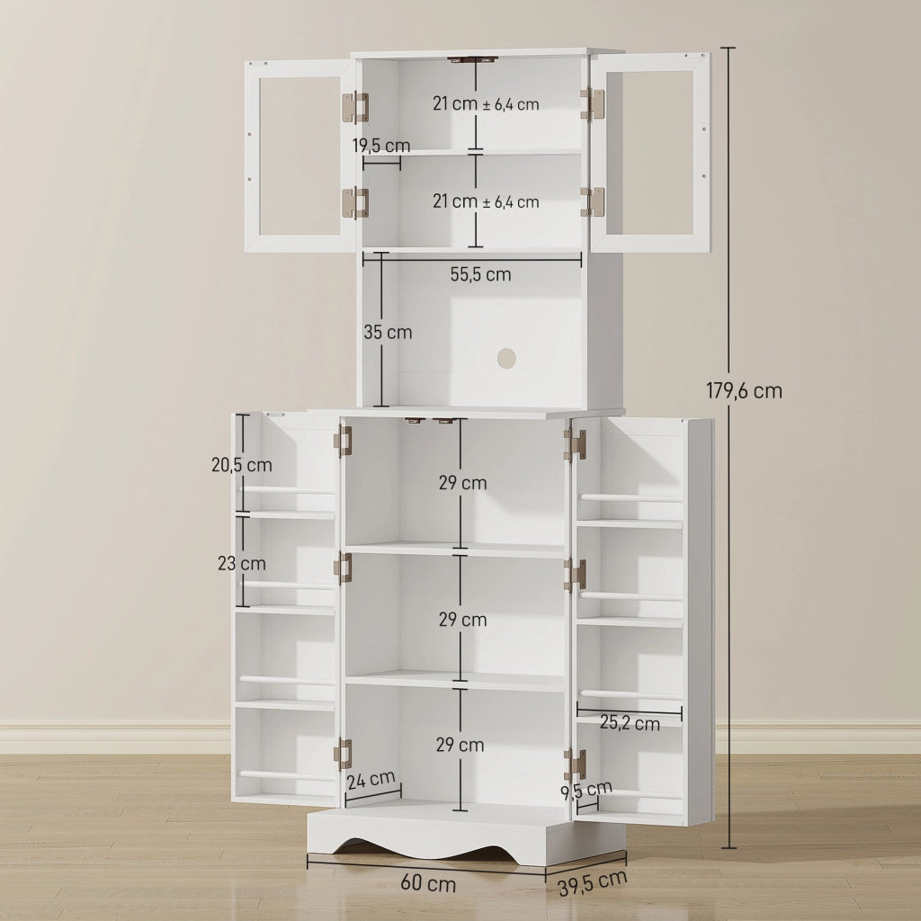 Mobile cucina alto 4 ante 8 ripiani portaspezie ¨C Xylo ¨C Bianco 60x39,5x179,6cm