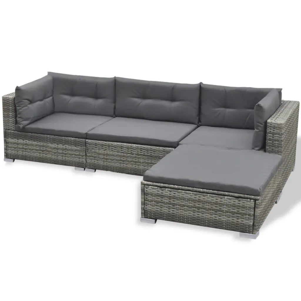 Set Divani da Giardino 6 pz con Cuscini in Polyrattan Grigio 42744