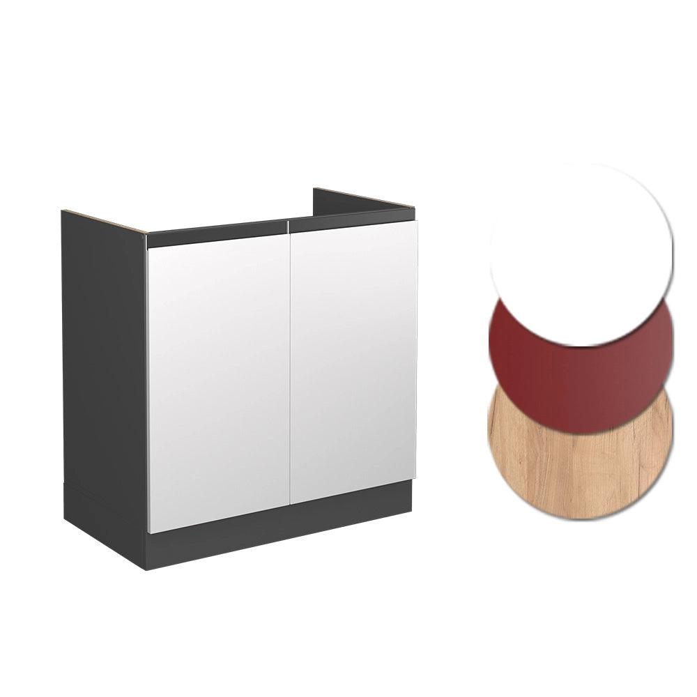 Mobile lavello cucina R-Line Bianco/Antracite 80 cm J-Shape PL Marmo Vicco