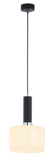 Sospensione spot nera/cromo vetro bianco E27 Jupiter Vanes