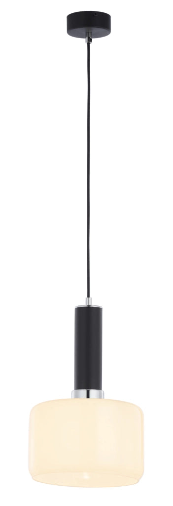 Sospensione spot nera/cromo vetro bianco E27 Jupiter Vanes