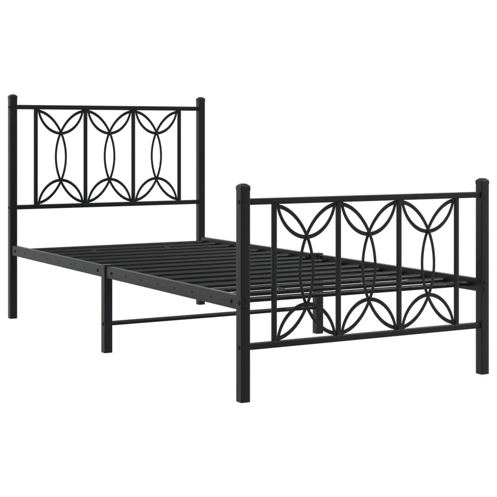 Giroletto con Testiera e Pediera Metallo Nero 80x200 cm 376137