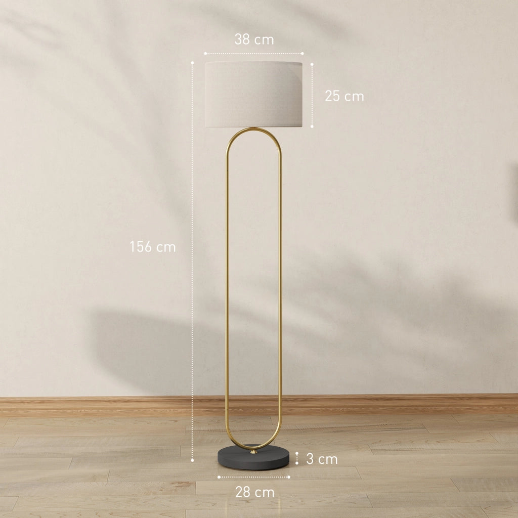 Lampada da terra con paralume in lino e interruttore a piede ¨C zephmum ¨C dorato e nero 156 cm