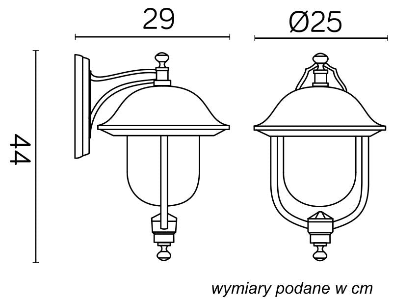 Applique esterna rétro nera 1 luce E27 IP43 SU-MA Prince