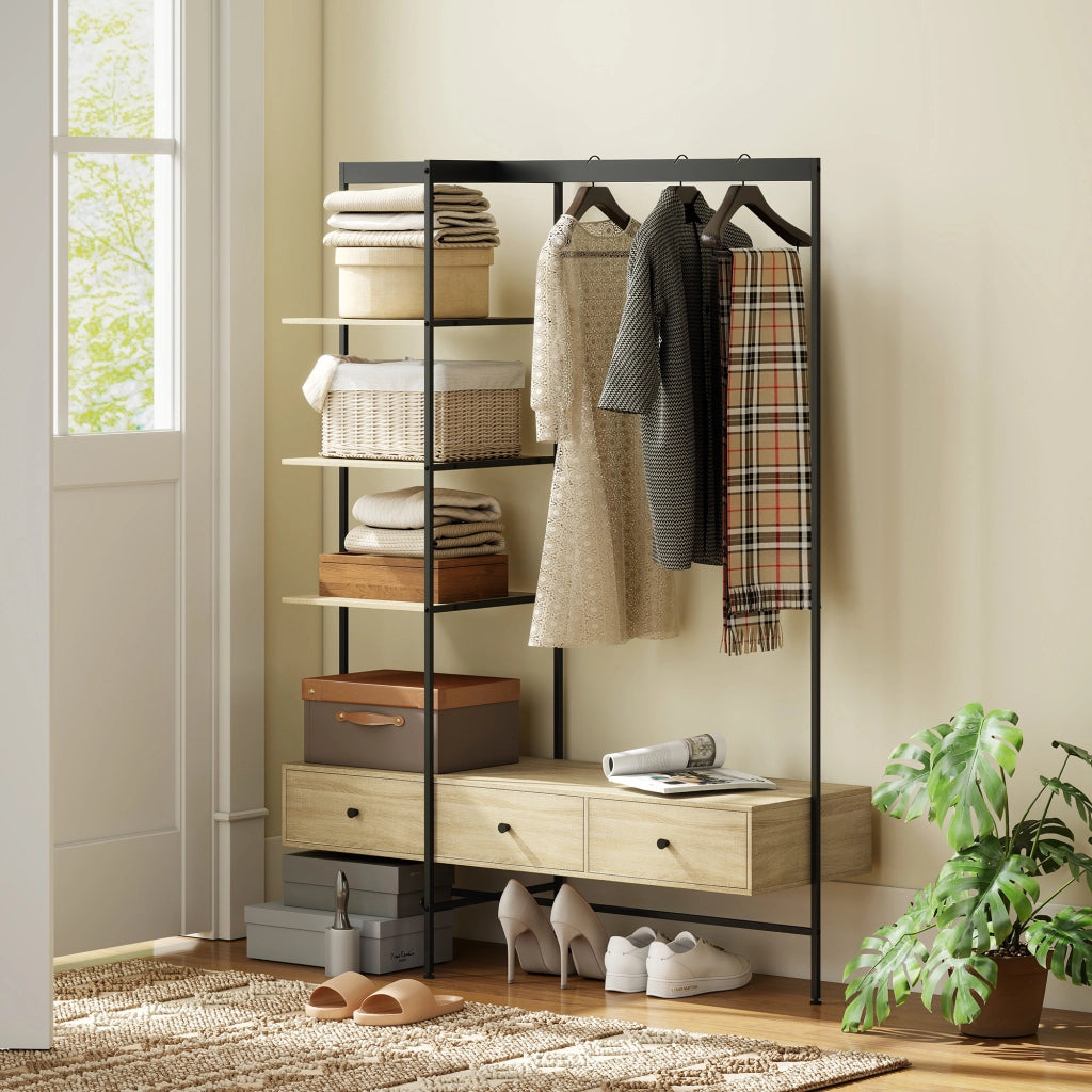Armadio a colonna con ripiani, cassetti e appendiabiti ¨C Minimal ¨C 180x40x180 cm