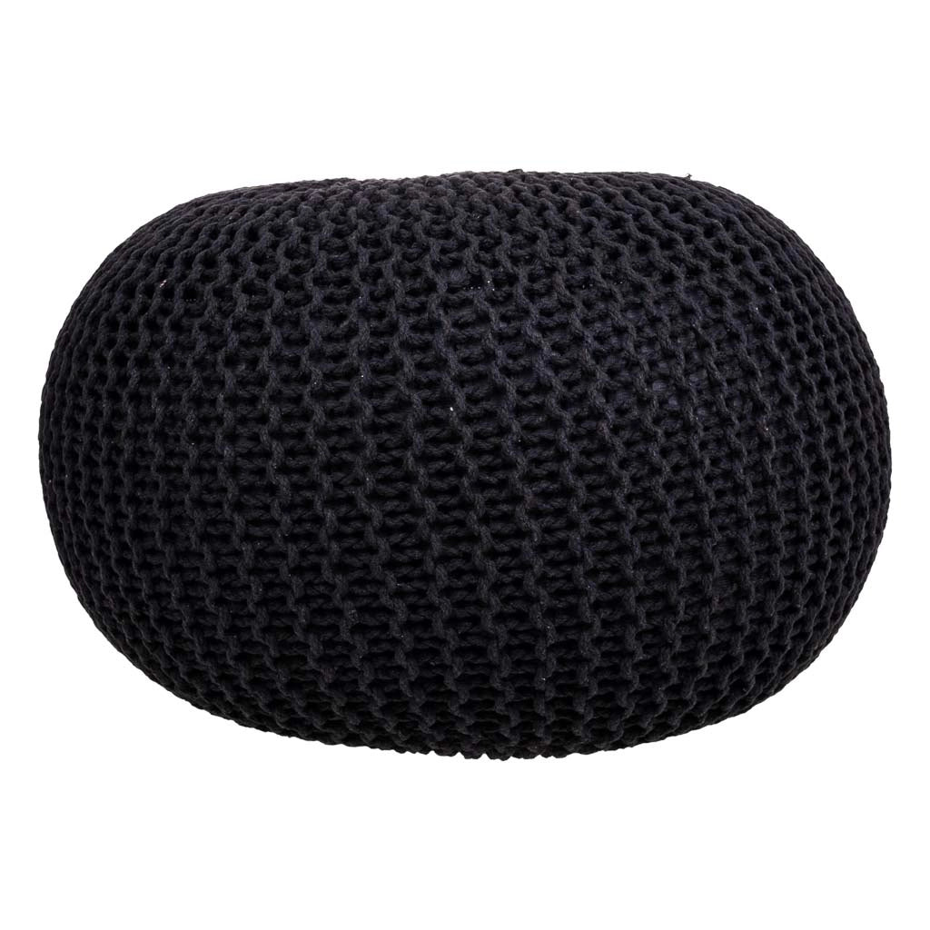 Puff de algodón trenzado negro 45x45x30