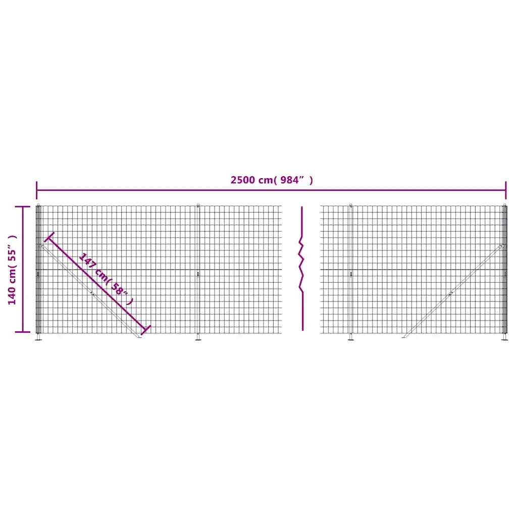 Recinzione da Giardino | Recinzione Metallica con Flangia Antracite 1,4x25 m