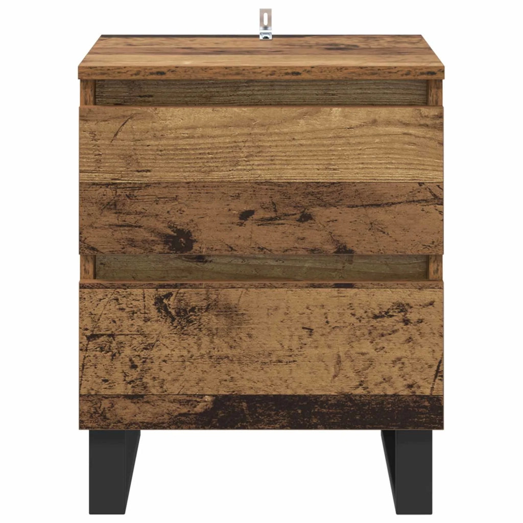 Set di 2 Comodini | Armadio da Notte | Mobiletto da notte Legno vecchio 40 x 35 x 50 cm