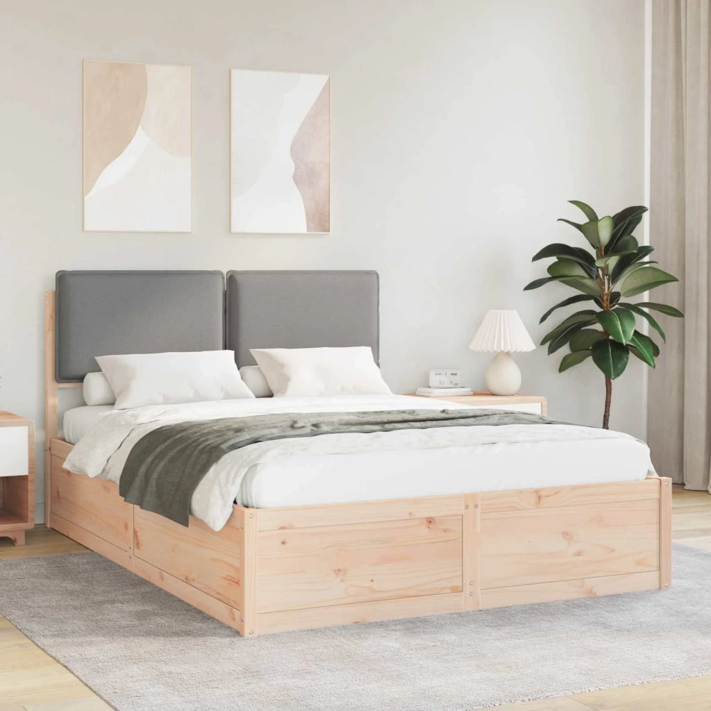 Letto con Testiera Rivestita Grigio chiaro 140 x 190 cm 3398129