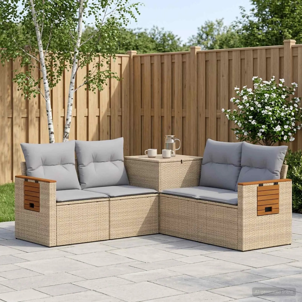 Set di divani 5 pz Beige e Grigio Chiaro 3447955