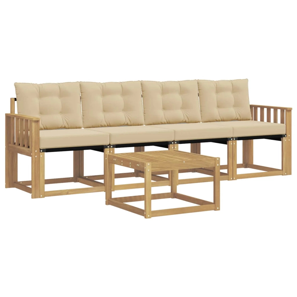 Set di divani da esterno 5 pz Bianco e Beige 3389187