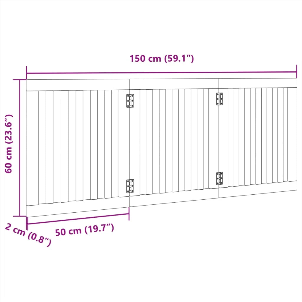Cancelletto di sicurezza pieghevole per cani a 3 pannelli 150 cm legno di pioppo marrone 02_0023066