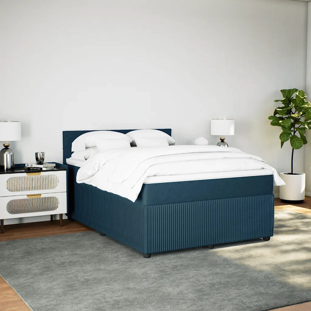 Giroletto a Molle con Materasso Blu 160x200 cm in Velluto 3287786