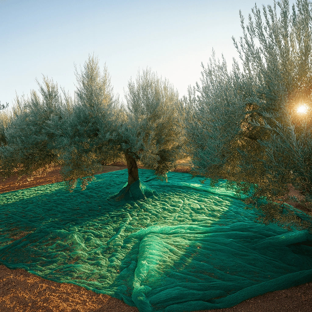 TELO RETE RACCOLTA OLIVE MT.8X8 ANTISPINA CON SPACCO E APERTURA E CON OCCHIELLI