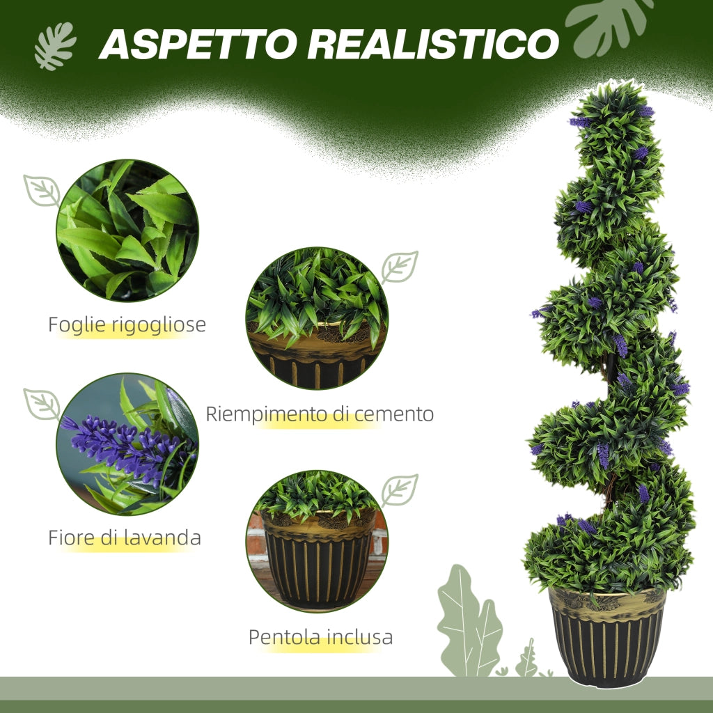 Set 2 Piante Finte Bosso e Lavanda 115cm ¨C zephmum ¨C Verde Blu
