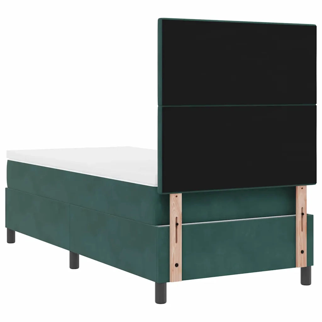 Letto a molle con materasso Verde Scuro 90 x 200 cm Velluto 3339809