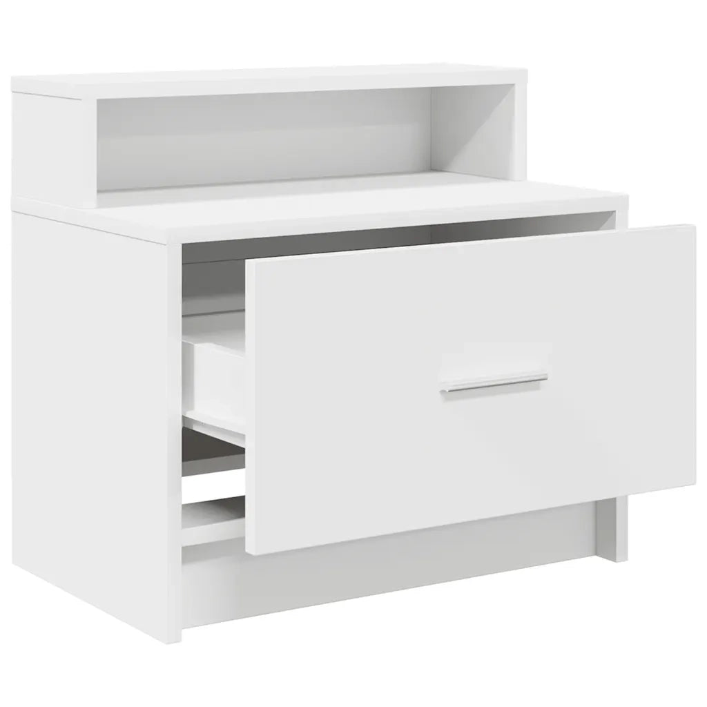 Comodino | Armadio da Notte | Mobiletto da notte con Cassetto Bianco 51x31x47 cm
