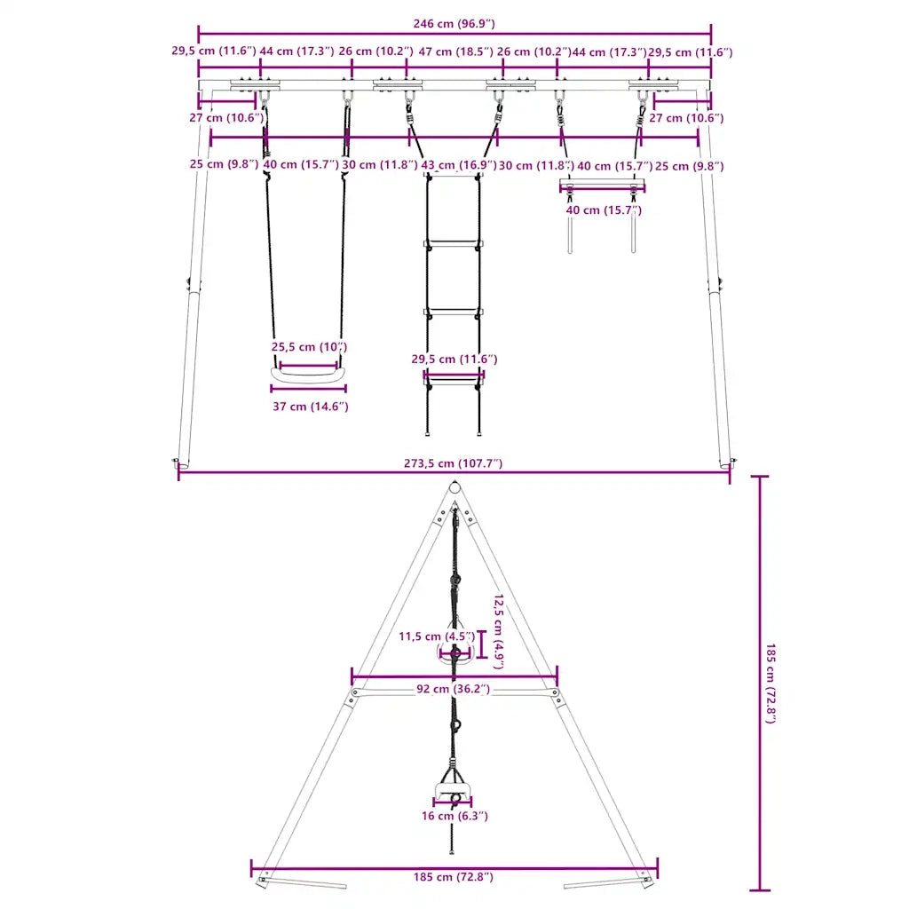 Set Gioco da Esterno con Altalena,Trapezio e Scala CFW8690897