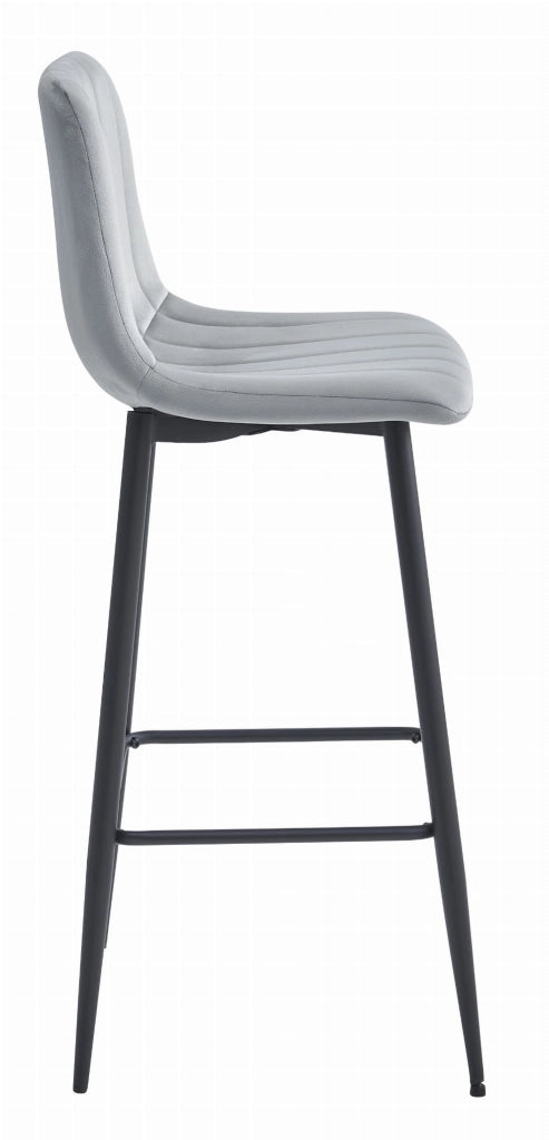 Sgabello da bar VALORA POZZA - Velluto grigio argento con gambe nere x 4