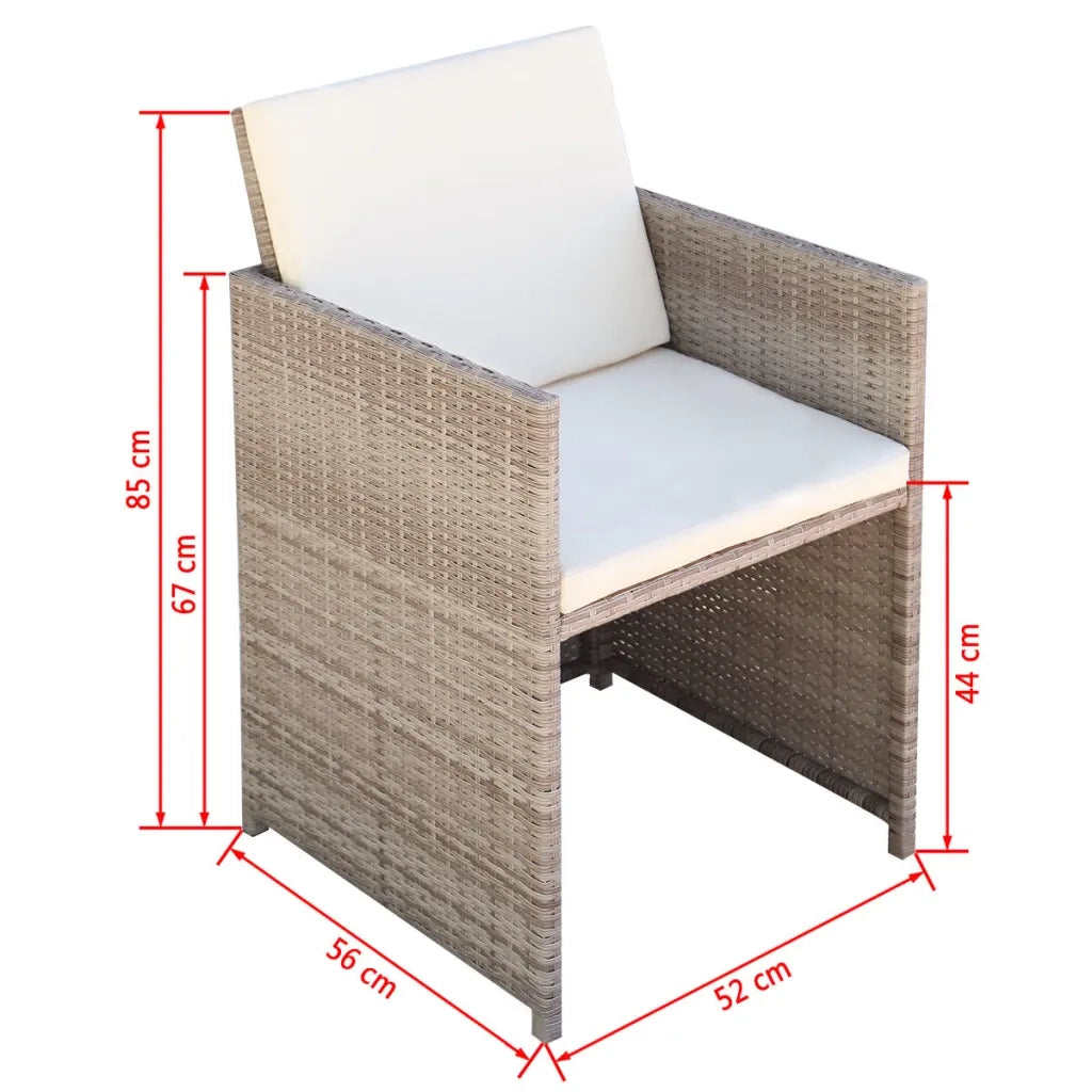 Sedie da Giardino 2 pz con Cuscini in Polyrattan Beige 42561
