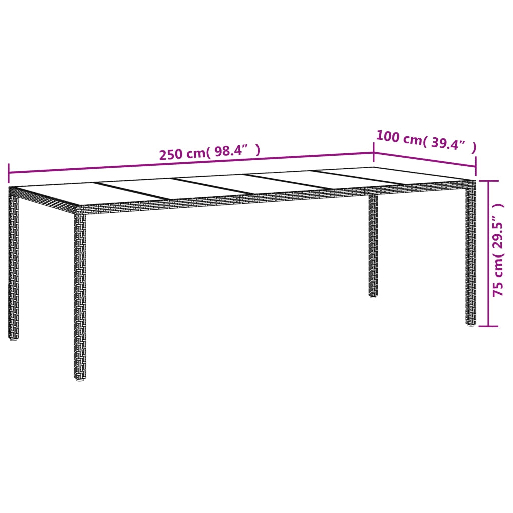Set da Pranzo da Giardino 9 pz con Cuscini Nero in Polyrattan 3187330