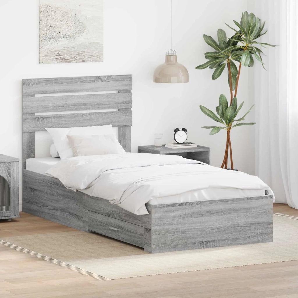 Struttura del letto-Giroletto Grigio Sonoma e Argento 75 x 190 cm 915522