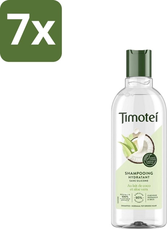 Shampoo con Aloe Vera e Olio di Coco - Idratante - 300ml - Confezione in Bulk - 7 pezzi
