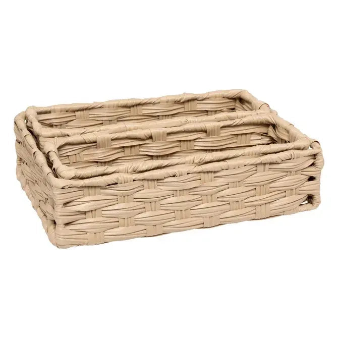 Set di 3 cesti bassi beige cm 27x20x7h