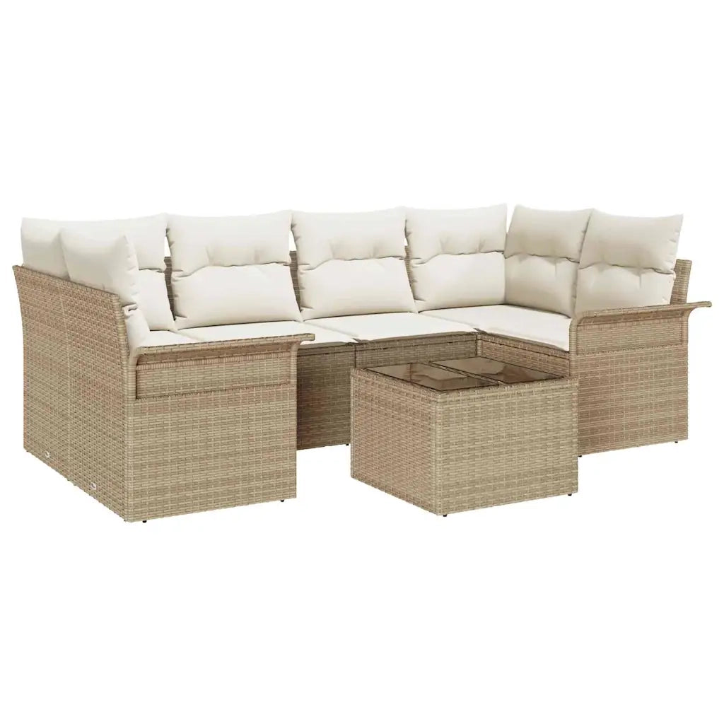 Set Divano da Giardino 7 pcs Beige Poly Rattan 3345261